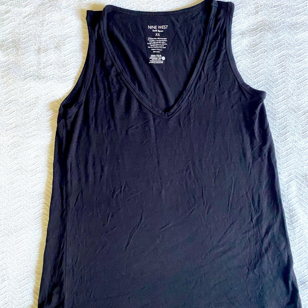 nine west womens casual sleeveless v neck shirt size XS